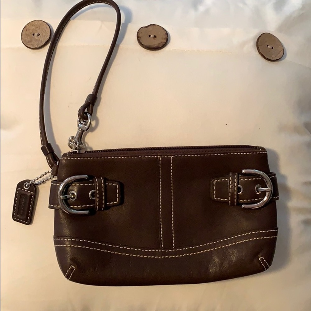 Coach wristlet all leather